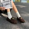 88-5 Mocasines Retro de Gamuza Exquisitos Decorados con Hebilla, Zapatos Cómodos y Versátiles