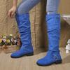 Transfronterizo Nuevo Zapatos de Mujer Tallas Grandes Botas de Mujer Plisadas Hebilla de Cinturón Botas Altas hasta la Rodilla Tacón Grueso Botas de Moda Amazon