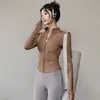 Jaqueta Esportiva para Corrida ao Ar Livre Roupas de Yoga Femininas Roupas Fitness Top Manga Longa Respirável Secagem Rápida Roupas Emagrecedoras e Afinando a Cintura