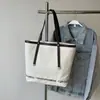 Bolsa de Lona Personalizada Moda Cor Contrastante Estampada com Letra Bolsa Feminina Grande Capacidade Mais Fácil de Combinar Bolsa Tote Casual Bolsa de Ombro
