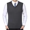 Nuevo Chaleco Suéter para Hombre Otoño e Invierno 2022 Chaleco de Lana de Color Sólido para Hombre Chaleco de Negocios para Hombre Cuello en V Papá de mediana edad