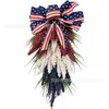 Corona del Día de la Independencia de Estados Unidos Decoración para el Hogar Transfronteriza Producto Nuevo Rojo, Blanco y Azul Espiga de Trigo Colgante Decoración de Puerta Corona