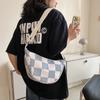 Bolsa Feminina Xadrez 2025 Nova Moda Tendência Estilo Coreano Casual Bolsa Dumpling Grande Capacidade Versátil Ins Ombro Único Transversal