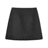 Falda Corta de Lana Plisada con Encaje de Cintura Alta con un Diseño Elegante, Patchwork de Moda, Falda Corta de Lana de Corte A que Favorece la Figura y se Ajusta a la Cadera para Mujer