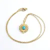 Moda Europea y Americana Transfronteriza Acero Inoxidable Lujo Ligero Borde de Perla Ovalada Collar Acero de Titanio Oro de 18K Celebridad de Internet Collar con Colgante para Mujeres