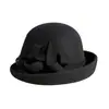 Rongmei 2026 Nuevo Sombrero Clásico Hepburn Transfronterizo con Ala Curva, Sombrero de Mezcla de Seda y Lana, Elegante Sombrero de Estilo Francés