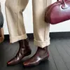 Botas de tornozelo de couro elegantes e finas com bico quadrado e salto baixo 2026 versão coreana de inverno botas femininas de couro genuíno versáteis para o trabalho