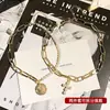 Collar Retro Europeo y Americano de Moneda Perla Cruz Celebridad de Internet Colgante para Mujer Personalizado Cadena Corta Multicapa Cadena para Clavícula