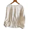Top de bordado pesado estilo coreano, camisa tipo suéter holgada de algodón puro con cuello redondo en estilo cortesano para mujer, primavera