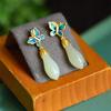 Pendientes de flor de magnolia, pendientes de jade hetiano de estilo antiguo con hanfu, pendientes de estilo chino, estilo étnico, gancho para la oreja, nicho