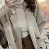 Ropa Exterior de Lana de Doble Cara de Alta Gama Transfronteriza Nueva Holgada Estilo Coreano con Solapas de Lana para Personas Bajas