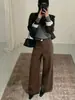 Novo Top de Outono Fabricado na Europa Guangzhou Treze Hongs Estilo Retro Americano Calça de Corte Largo Casual com Cinto 20258