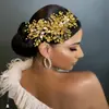 Accesorios para Vestido de Novia Transfronterizos Hoja Dorada con Pedrería Corona de Cristal para el Cabello Accesorios para el Cabello para Bodas, Actuaciones, Fiestas Dz274
