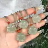 Pingente de Paz de Aventurina Natural, Fecho de Nuvem de Aventurina, Gota d'Água, Flor de Peônia, Borboleta, Colar de Jade Cor de Água Clara