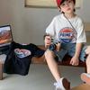 Camiseta Infantil de Algodão Manga Curta Top Infantil Estampado Tendência Verão para Meninos Estilo Coreano Manga Meia-manga Feminino Tesouro Nova Roupa Infantil