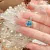 Camellia Estética Geométrica Europea y Americana Anillo Abierto en Forma de Corazón Aguamarina Set de Collares para Mujer de Lujo Ligero Diseño Francés