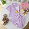 Roupa Elegante para Meninas 2025 Novo Verão Bebê Menina Urso Bolso 3D Polo Manga Curta Conjunto Shorts Roupas
