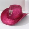Sombrero vaquero cepillado explosivo transfronterizo para hombre y mujer, sombrero de lujo con cadena metálica, borla en forma de corazón, sombrero nupcial, compromiso