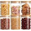 Juego de 6 Frascos Sellados de Vidrio Transfronterizos, Juego de Frascos Redondos de Vidrio de Borosilicato Alto para Condimentos, Botellas de Almacenamiento para Cocina para Granos y Frutas Secas