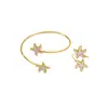 Set de 2 Piezas Estilo Europeo y Americano Estrella de Mar Dorada Vacaciones en la Playa Pulsera y Anillo Versátiles de Personalidad con un Toque de Lujo