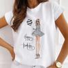 2023 Nueva Llegada Patrón Estampado Torre de París Casual para Mujer Camiseta Distintiva de Cuello Redondo Cuello redondo