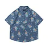 Camisetas de Manga Corta Divertidas con Dibujos Animados y Graffiti Estilo Hong Kong Veranieño para Hombres y Mujeres Estilo Dopamina Sueltas Dulces Florales Camisas Modernas