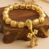 Han Yu Yuan Polvo de Oro Lámina de Plata Vidrio Gris Fragante Pulsera de Pulsera para Mujer Templo 2023 Nueva Pulsera Duobao Regalo