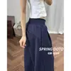 Pantalones largos casuales rectos de estilo retro americano para otoño, nuevos pantalones deportivos holgados y relajados de pierna ancha para mujer