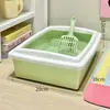 Caixa de areia grande, anti-respingo, vaso sanitário semi-fechado para gatos, caixa de areia retangular espessa para gatos, caixa de limpeza de dejetos de gatos