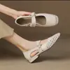 2026 Nuevos Zapatos Mary Jane de Verano Retro Francés con Tacón Grueso de Una Sola Correa con Diseño Trenzado Hueco Cuadrado Zapatos Planos de Deslizamiento para Mujer