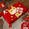 Mantel de Año Nuevo Mantel Festivo Rojo Mantel de Gama Alta Cubierta Impermeable de Mesa de Café Lujo Ligero