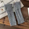 Meias de pelúcia com punho abotoado para outono e inverno, meias de cano alto quentes e grossas com trama trançada retrô em camadas, meias-calça versáteis e que afinam