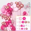 Balão de festa de aniversário de rosas transfronteiriças, arranjo de cena, festival de deusa, mãe de um ano, decoração de dia das mulheres