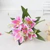 Perfume de Simulação Lírio casamento auditório de casamento sala de estar de casa decoração arranjo de flores simulação flor artificial 7 lírios grandes