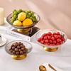 Internet celebridade luz luxo prato de frutas PET material plástico base prato redondo lanche doméstico prato jantar doces sala de estar