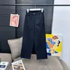 [Pronta Entrega] Calça Ashi de Pernas Largas para Mulheres, Calça de Cintura Alta com Fenda e Barra Desfiada, Jeans Solto Casual e Versátil