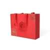 Bolsita de joyería roja brillante para bodas y compromisos, bolsa para recuerdos de boda, bolsa para regalos de agradecimiento de boda de papel texturizado