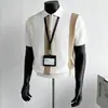 2026 Nueva Camisa Polo de Manga Corta Estilo Coreano de Verano Bloque de Color Degradado para Hombre Casual Rayas Color de Contraste Cuello Campana Moderna