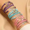 Moda Europeia e Americana Retrô Flecha do Cupido Amor Pérola Pulseira Multicor Tecida à Mão Pulseira Símbolo do Infinito Feminina