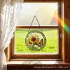 Atrapasol de Vidrio de Colores Mariposa Girasol Decoración Redonda para Colgar en la Ventana Adorno Exclusivo Transfronterizo para Colgar en el Jardín
