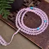 Contas Redondas Otimizadas de Pó de Gelo de Cristal Rosa 108 Contas Pulseira de Contas de Buda Corrente para Suéter Rosário Multi-Círculo de Cristal Rosa Pulseira Multi-Círculo