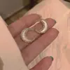 Aretes de Luna Creciente Blanca con Diamantes Completos para Mujer, Aretes de Pedrería de Nuevo Diseño de Lujo Ligero, Joyería para Orejas de Estilo Japonés y Coreano con Temperamento Super Hada
