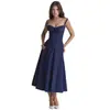 2024 Explosiones de Amazon Verano Comercio Exterior Temperamento de Oficina Color Sólido Moda Vestido de Tirantes de Gama Alta Vestido Mujer