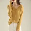 Cardigã de Malha de Caxemira Retro Estilo Francês com Gola Redonda e Botões Únicos para Mulheres, Fino e Casual para Outono, Peça de Roupa Externa Versátil e Emagrecedora