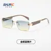 Nuevas Gafas de Sol Cuadradas para Mujer, Gafas de Sol Sin Montura Modernas y de Alta Gama, Gafas de Sol Ligeras de Lujo Anti-UV