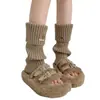 Etiqueta de Metal Calcetines Apilados Primavera y Verano Mujer Subcultura Y2K Cubrecalcetines de Punto Estilo Girly Calcetines JK Japoneses Calentadores de Piernas de Color Sólido