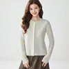 Suéter de Cachemira para Mujer Cuello Redondo Boca de Perla Cardigan con Lentejuelas Abrigo Cálido Temperamento Casual Versátil Ajuste Delgado Tejidos