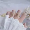 Corea del Sur Dongdaemun Sentido del Diseño Anillo de Circonio Micro-incrustado de Doble Capa Flor Personalidad Temperamento Suerte Anillo Abierto