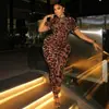 Macacão Feminino Curto de Manga Curta com Estampa de Leopardo, Estilo Europeu e Americano, Personalizado Transfronteiriço, para o Dia a Dia na Rua, Slim