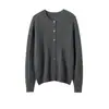 Cardigã de cashmere com gola redonda para mulheres, espessado, solto, modelador, versátil, quente, jaqueta cardigã de tricô estilo preguiçoso